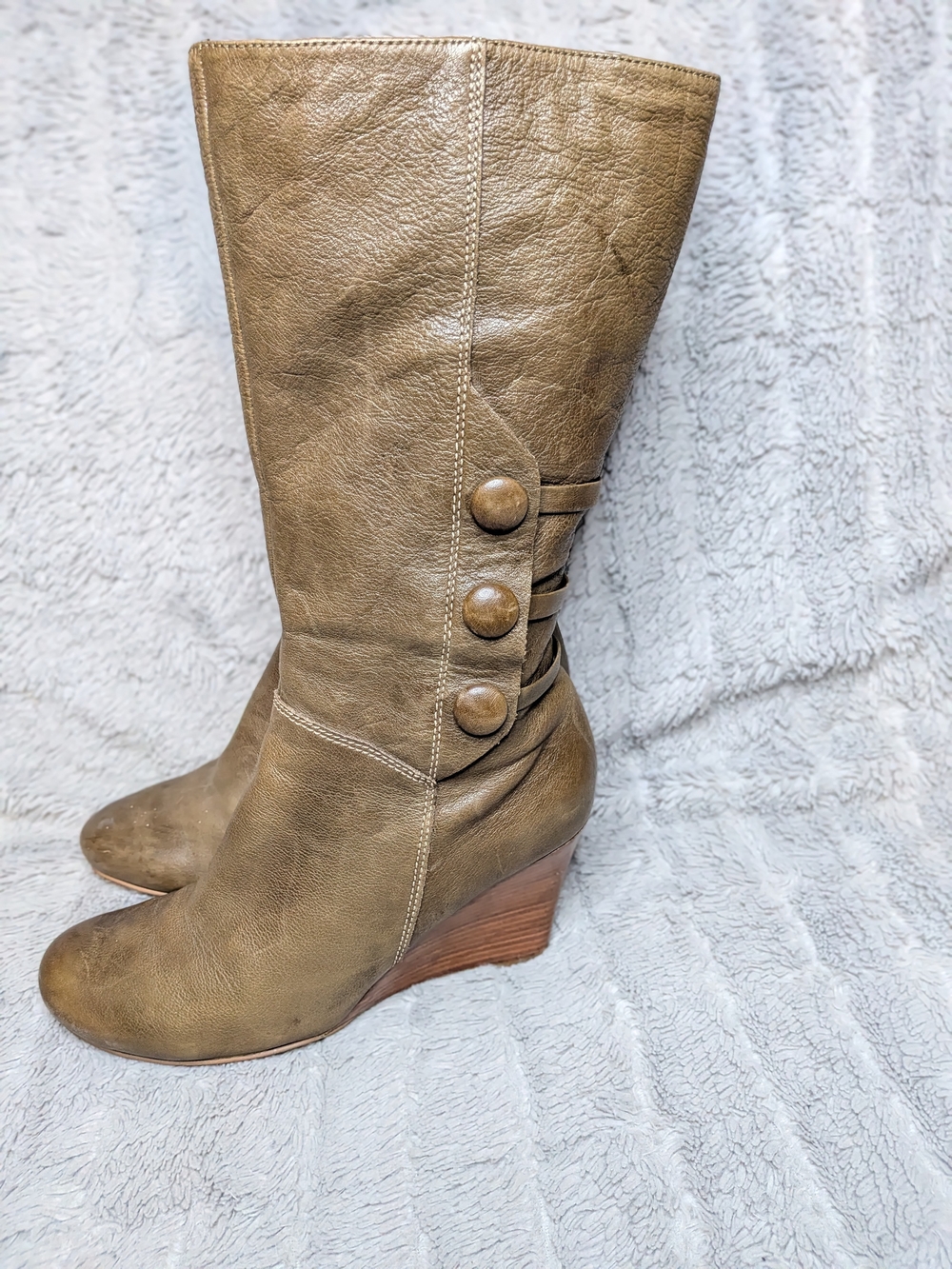 Ecco Olive Green Wedge Mid-Calf Boots Size 40